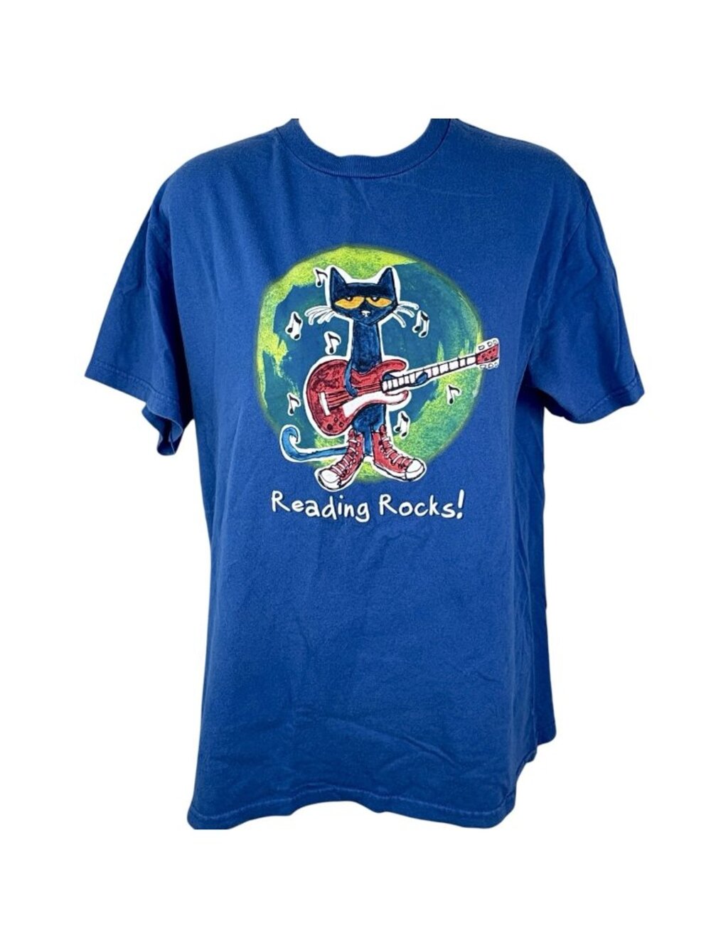 Pete The Cate Reading Rocks Short Sleeve T Unisex M Blue Books Teacher